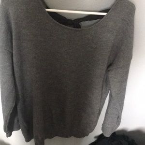Dark Gray Tie-Back Sweater